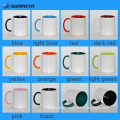 Sunmeta whole sale blank sublimation inner handle color 11oz white mugs